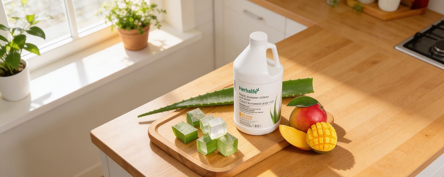 Napój aloesowo-ziołowy Herbalife smak mango 1,892 l – koncentrat do wody, 40% soku z aloesu, 126 porcji